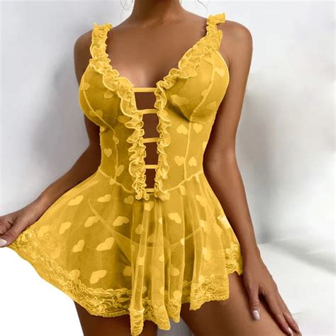 Sexy Lingerie For Woman Transparent Dress Crotchless Dress Female Erotic Costume Sexy Deep V
