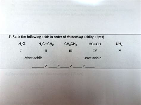 SOLVED Rank The Following Acids In Order Of Decreasing Acidity Spts