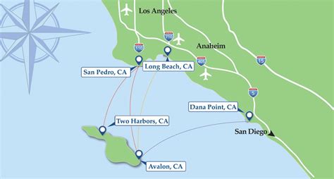 map showing position  catalina island  relation  californian