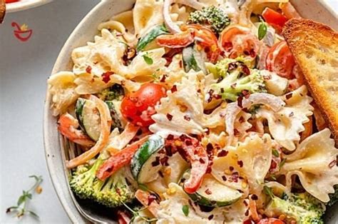 Pasta Primavera Vegana Con Salsa Cremosa De Ajo Y Anacardos Cocina Eficaz