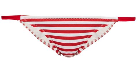 Solid Striped Synthetic The Morgan Striped Bikini Briefs In Red White