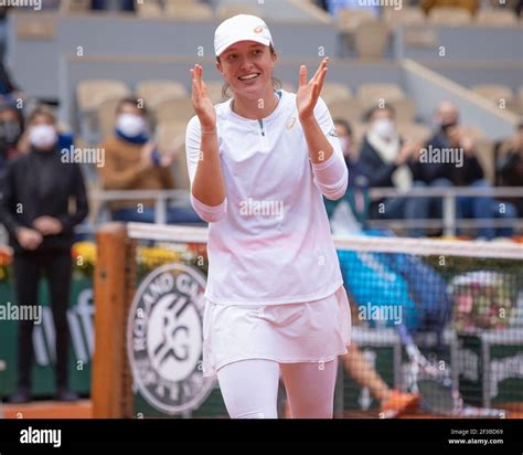 Polish tennis player Iga Swiatek celebrating her victory at the French ...
