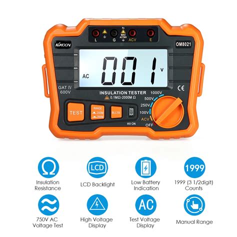 Kkmoon Insulation Resistance Tester Dcv Acv Meter V Ground Megger