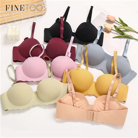 Finetooo Bra Sexy Push Up Sutiã Lingerie Feminina Copa A B Cor Sólida Invisível Correia