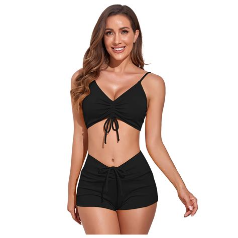 Lowprofile Women S Swimsuits Split Solid Color High Waist Beach Bikini Swimwear Swimsuits Bikini