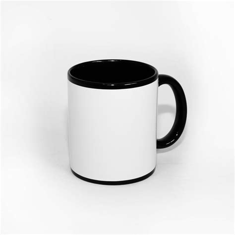 Caneca Preta Tarja Branca De Porcelana 325ml Nexel