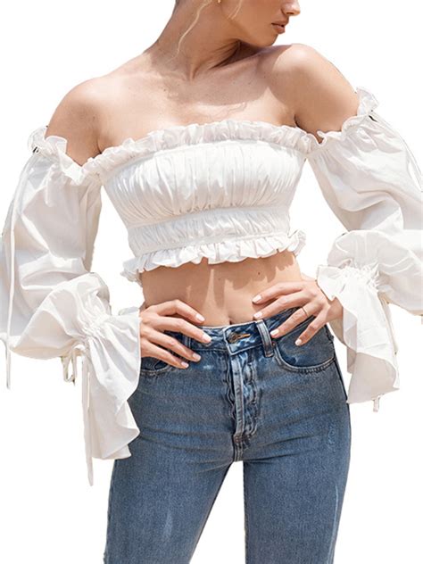 Clothing Shoes And Accessories Womens Clothing Womens Ladies Off The Shoulder Baggy Peplum