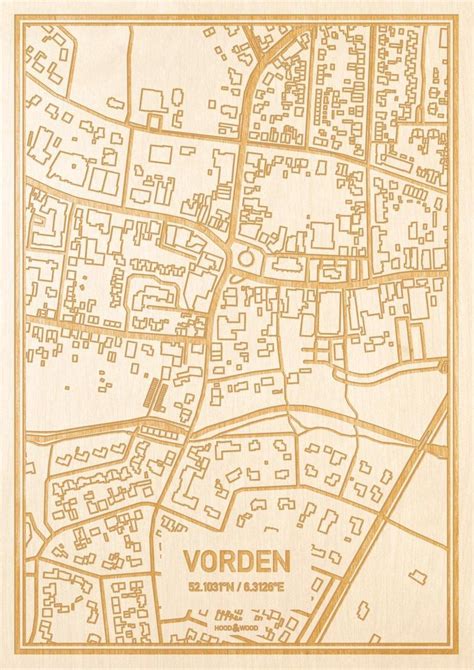 Kaart Vorden Gegraveerde Stadskaart Hood Wood Hout A Bol