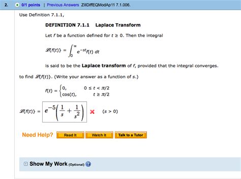 Solved 2 0 1 Points Previous Answers ZillDiffEQModAp 11 Chegg