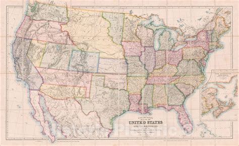 Historic Map Stanfords Map Of The United States And Territories To Historic Pictoric