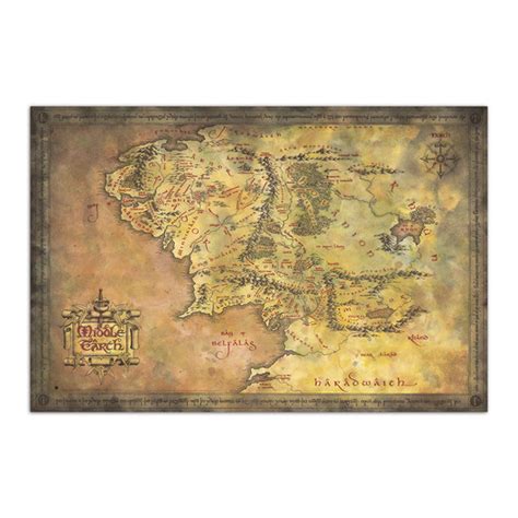 POSTER IL SIGNORE DEGLI ANELLI MAPPA DELLA TERRA DI MEZZO - Otaku Games