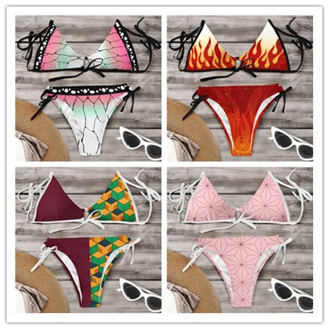 5 Styles Demon Slayer Kimetsu No Yaiba Cartoon Pattern Sexy Anime Bikini Underwear