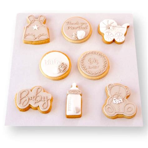 Beige And White Baby Shower Cookies The House Of Cakes Dubai