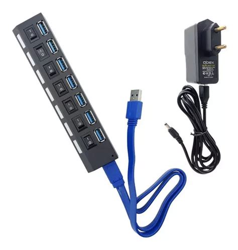 Hub USB 3 0 De 7 Puertos De Alta Velocidad Con Fuente HD Externa De 5