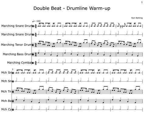 Double Beat Drumline Warm Up Sheet Music For Marching Snare Drums