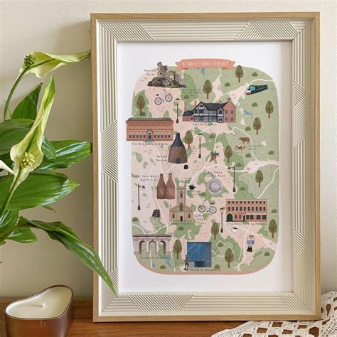 stoke map illustrated map  stoke stoke poster stoke print stoke