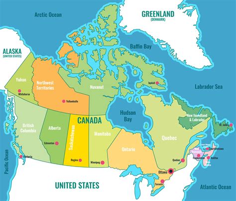 Country Map of Canada with Surrounding Borders 20906456 Vector Art at