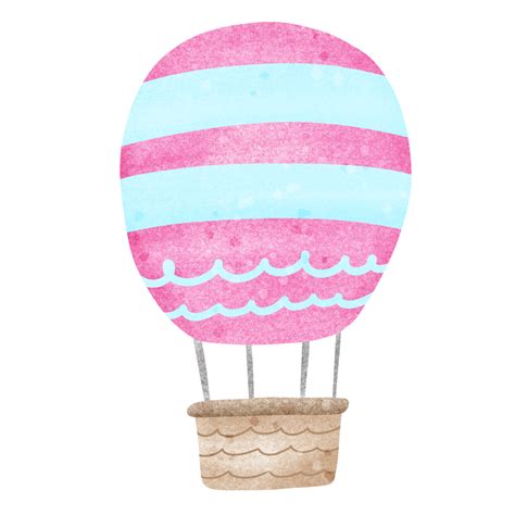 Watercolor Pink And Blue Hot Air Balloon PNG