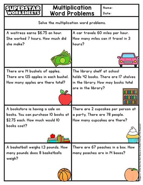 Multiplication Word Problems Superstar Worksheets Worksheets Library