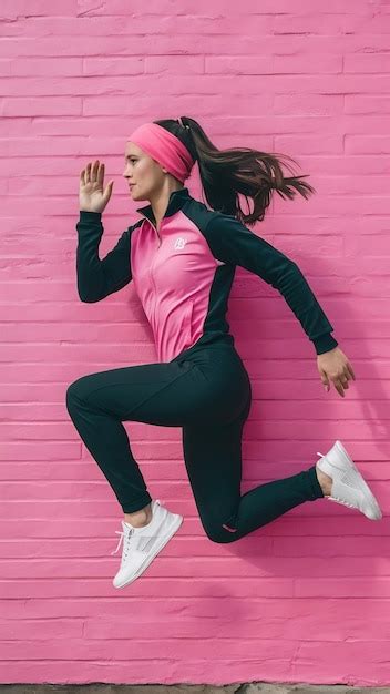 Premium Photo Lovely Brunette Woman In Pink Sports Headband And