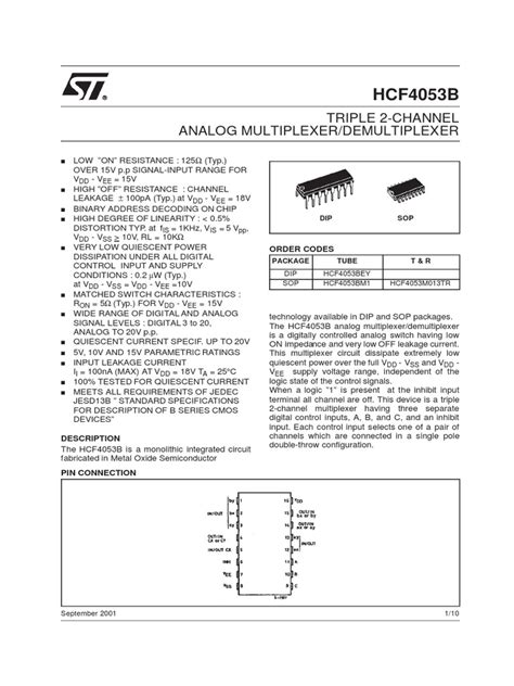 HCF4053M013TR | PDF | Amplitude | Electronic Circuits