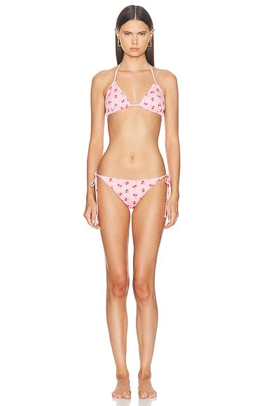 LoveShackFancy Harbor Bikini Set In Cherry Pink FWRD