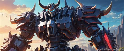 Simple Giant Mech With Bull Horns Stable Diffusion Online