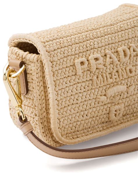 Prada Raffia Shoulder Bag Neutrals Farfetch