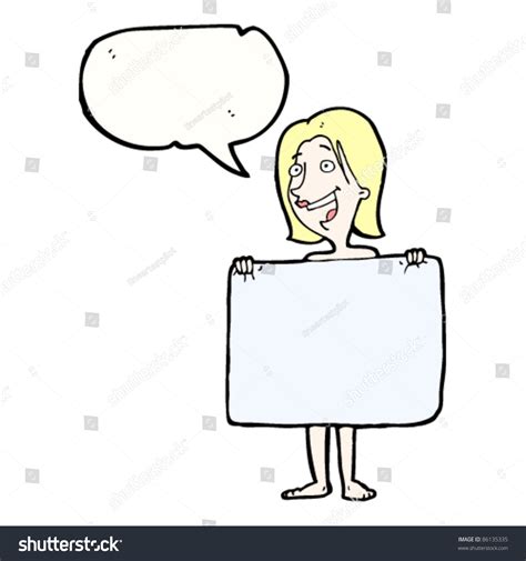 Cartoon Naked Blond Woman Hiding Behind Stock Vector Royalty Free Shutterstock