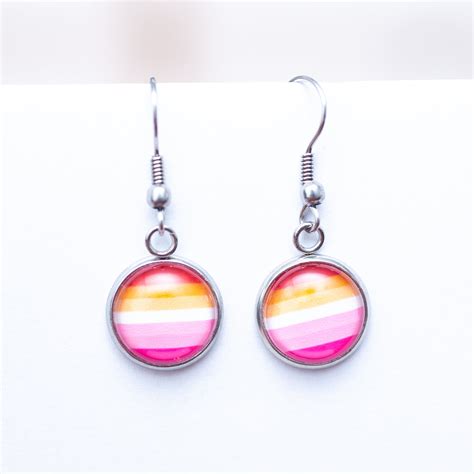Lesbian Pride Earrings Lesbian Flag Stud Or Hanging Etsy