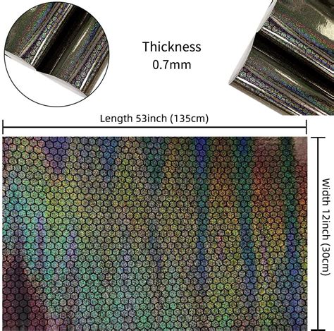 HYANG Hojas de piel sintética hexagonal geométrica gris holográfica