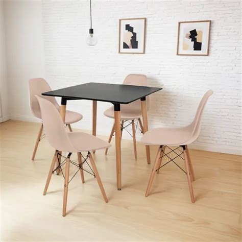 Kit Mesa Jantar Eiffel X Preta Cadeiras Eiffel Cor Nude MercadoLivre