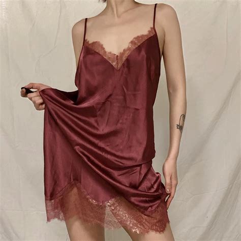 Victorias Secret Burgundy Lingerie Slip Dress With Depop