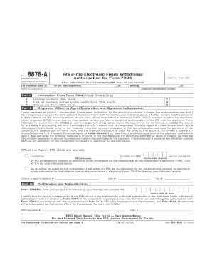 Fillable Online Form 8878 A Rev December 2004 IRS E File Electronic