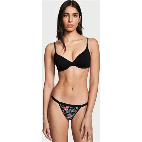 Victorias Secret Stretch Cotton String Bikini Panty Floral Womens