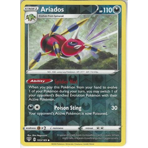 Pokemon Trading Card Game 103 189 Ariados Uncommon Reverse Holo Card