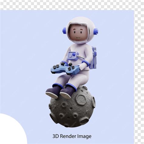 premium psd  illustration astronaut game play