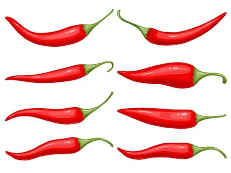 Premium Vector Red Hot Chili Pepper Set Mexican Traditional Food
