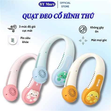 Quạt Đeo Cổ mini hình thú tích điện hot trend không cánh sạc USB cấp độ kiểu dáng thể thao