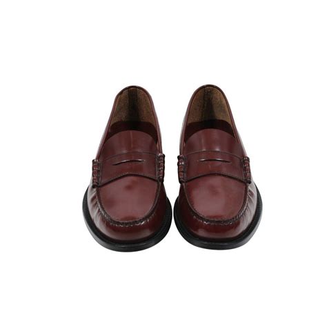 prada mens cordovan penny loafers red bordeaux brushed leather  uk