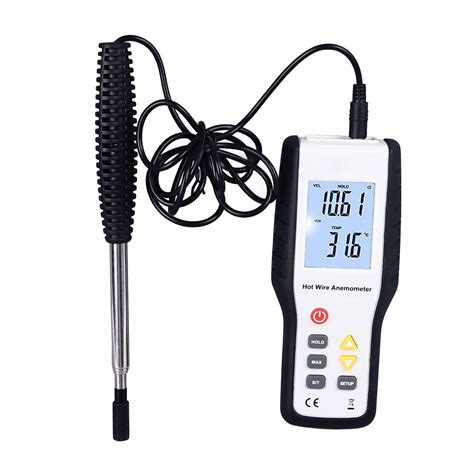 Thermometer Anemometer With 1000mm Extendable Probe Thermal Anemometer Lcd Display