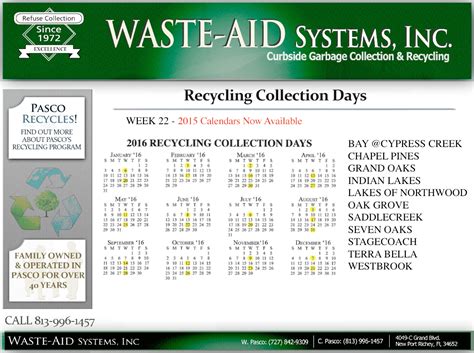 Recycle Calendar Week 22