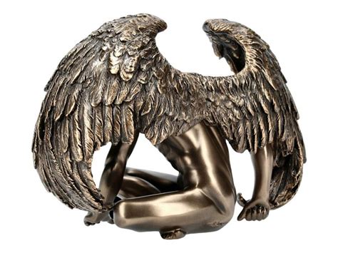 Winged Nude Male Angel Based On Hands Cold Cast Bronze Resin Statue Sculpture Erotic Art Cm