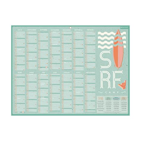 Calendrier année scolaire BOUCHUT Emplois du Temps Medium 32 x 42 cm
