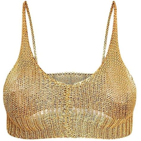 Shimmer In Style With The Amba Sheer Gold Metallic Knit Bralet