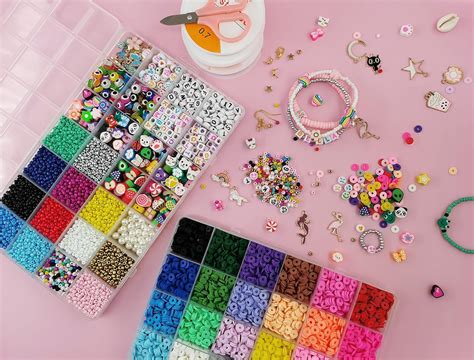 Beads For Bracelets Making Kit 6mm Disc Polymer Clay Beads 6100 Pcs 3mm Seed Beads