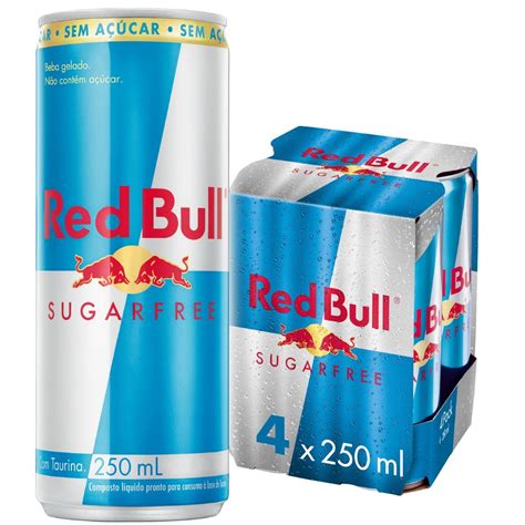 Energético Sem Açúcar Red Bull Energy Drink Sugarfree 250 ml 4 latas