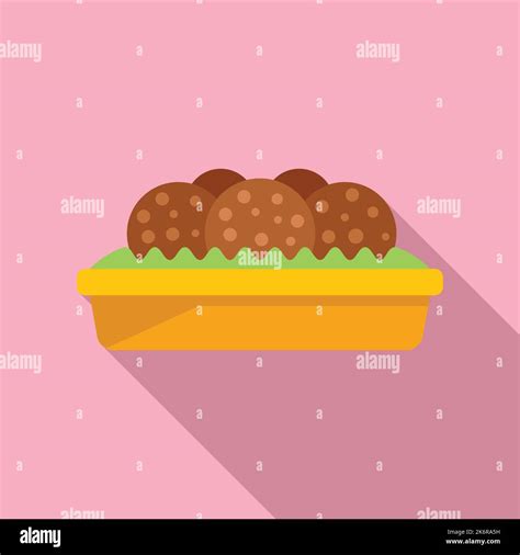 Arabic Falafel Icon Flat Vector Cooking Plate Vegan Salad Stock