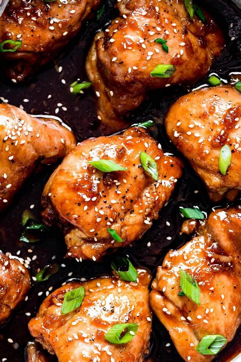 Glazed Teriyaki Chicken Thighs Garnish Glaze