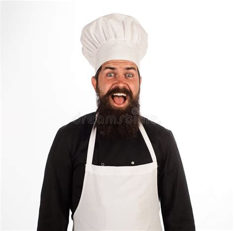 Portrait Of Happy Chef In Uniform Bearded Chef Cook Or Baker In